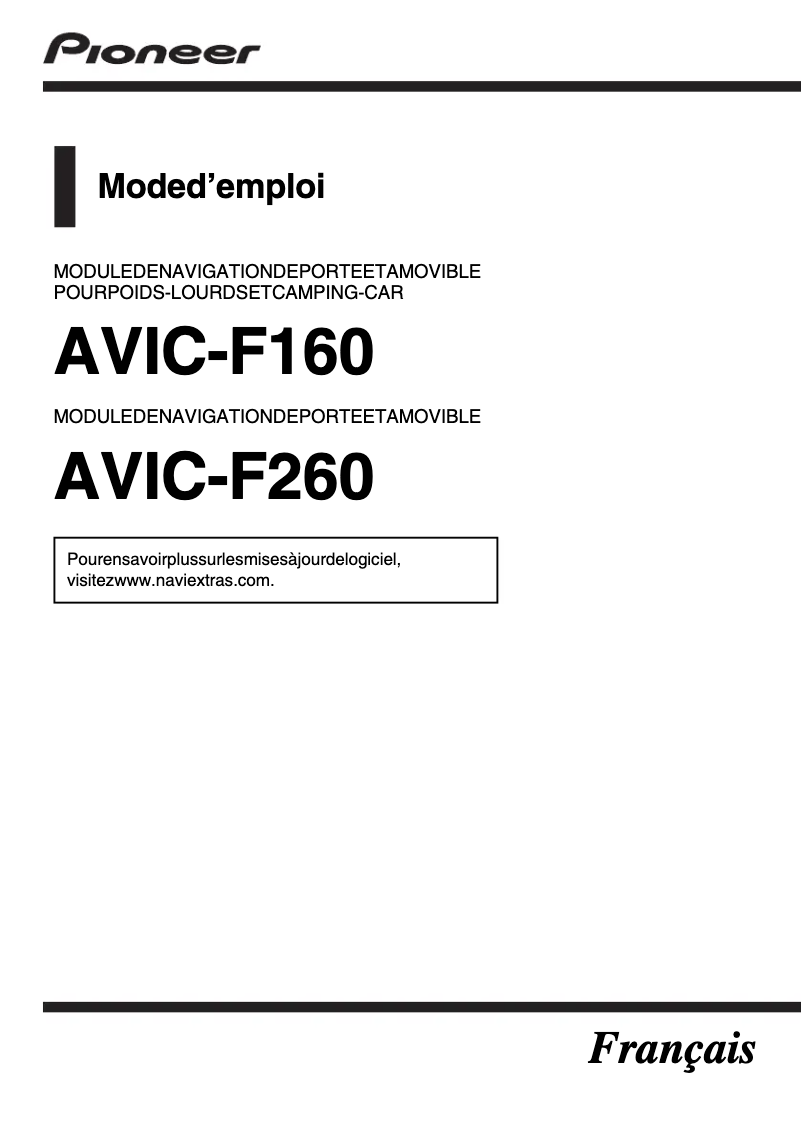 Image de la première page du manuel de l'appareil AVIC-F160