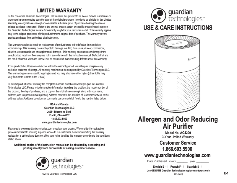 Image de la première page du manuel de l'appareil AC4200