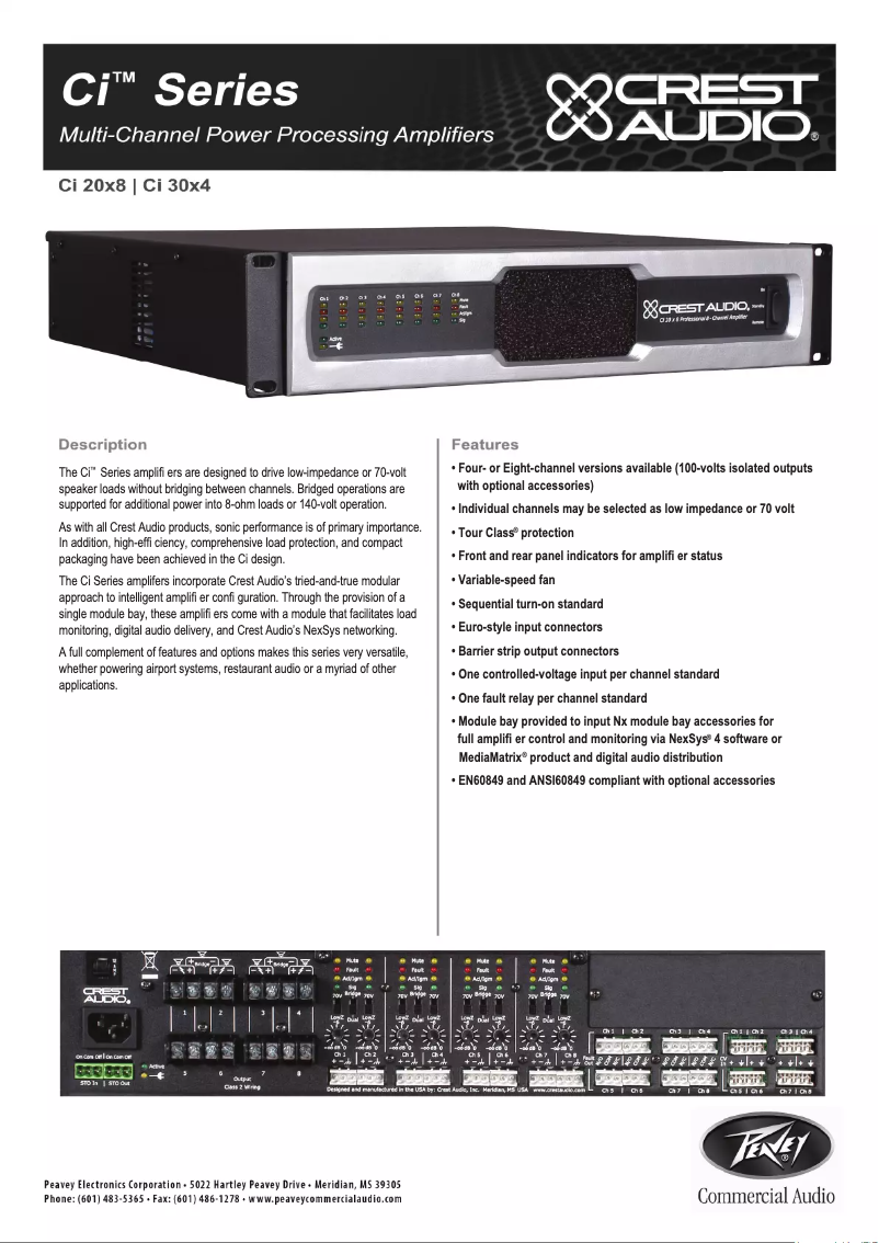 Page n°1 - Fiche technique Peavey Ci 20×8