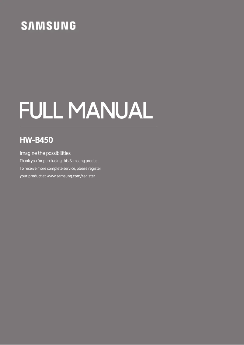 Page n°1 - Manuel utilisateur Samsung HW-B450