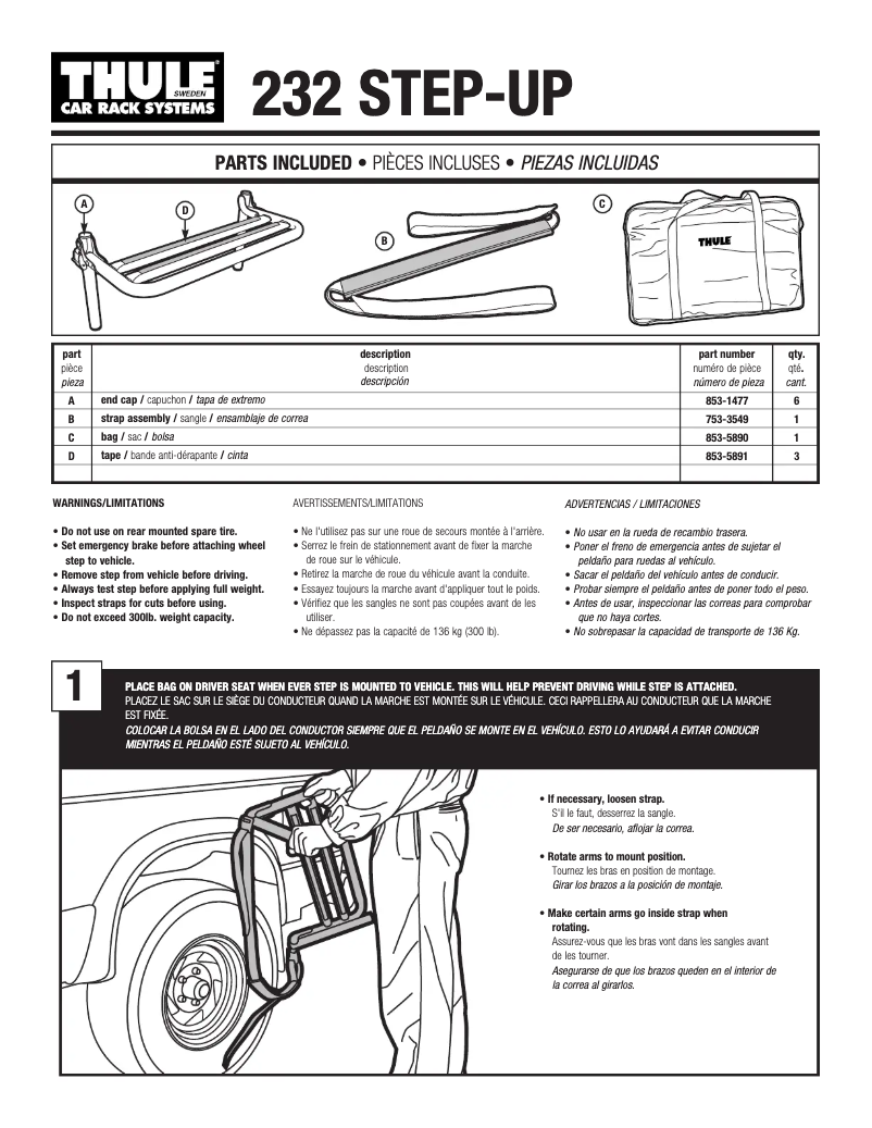 Page 1 de la notice Manuel utilisateur Thule Step Up Wheel Step