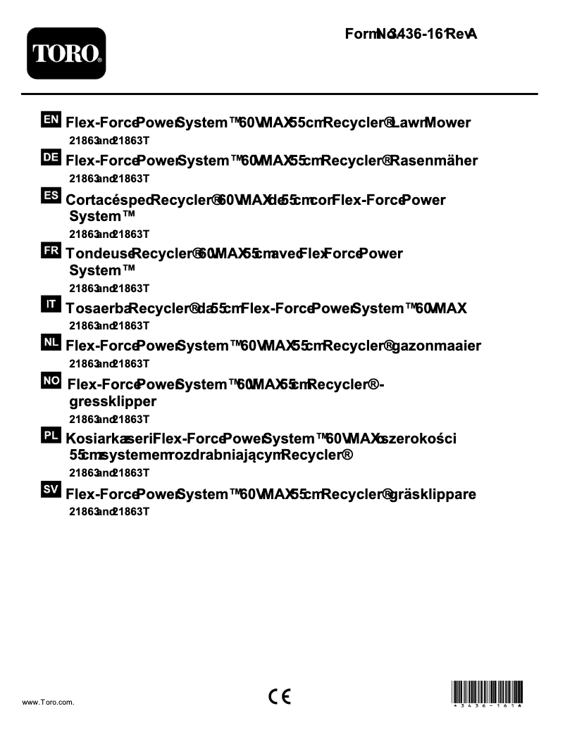 Página 1 del manual Manual de usuario Toro 21863