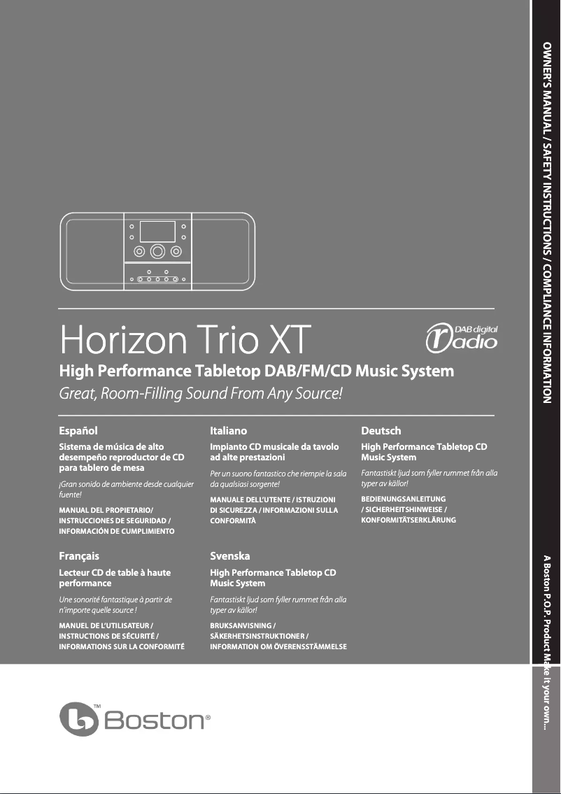 Image de la première page du manuel de l'appareil Horizon Trio XT