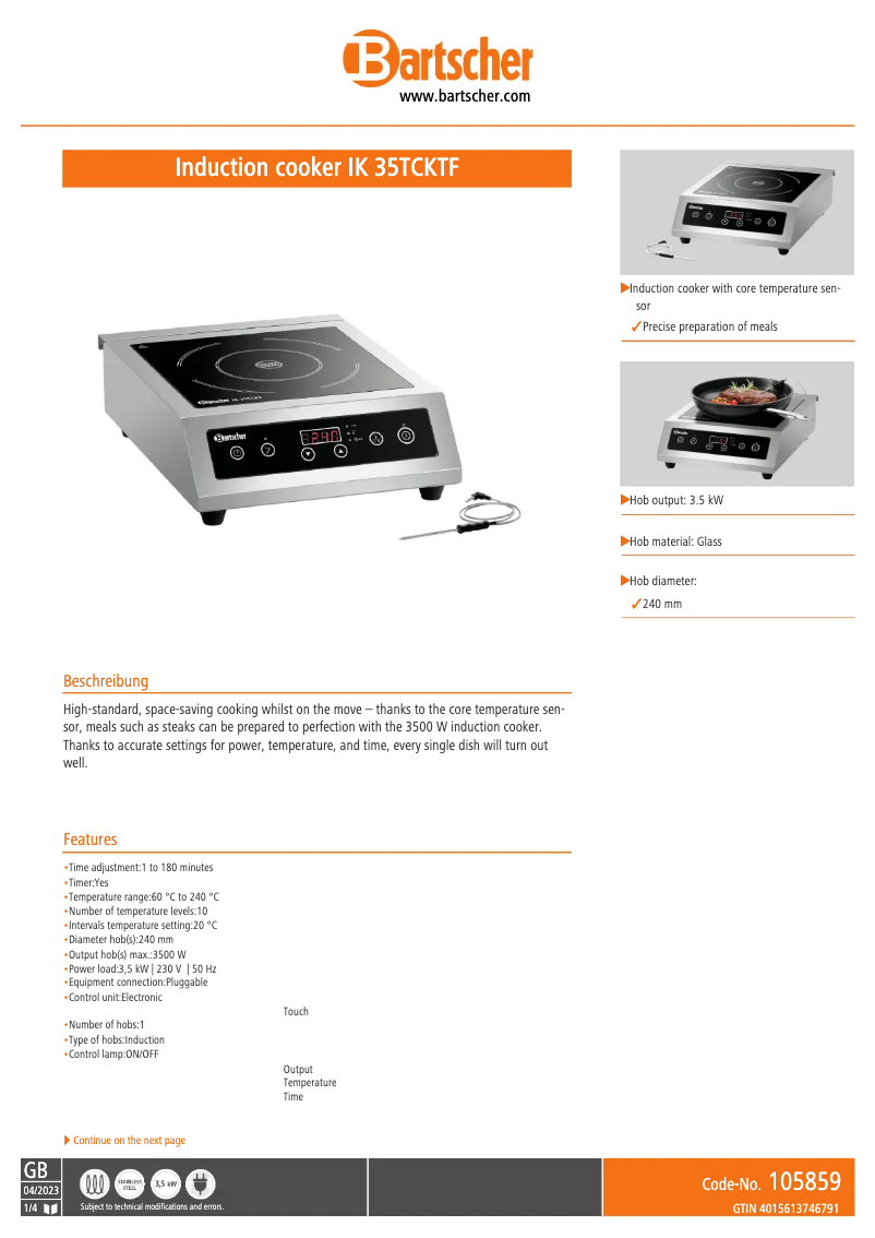 Image de la première page du manuel de l'appareil IK 35TCKTF