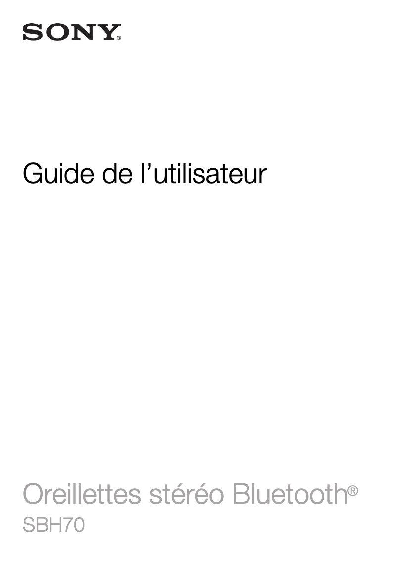 Page n°1 - Manuel utilisateur Sony SBH70