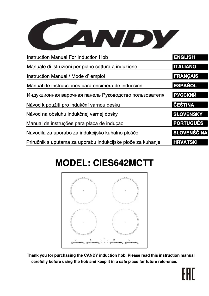 Page 1 de la notice Manuel utilisateur Candy CIES642MCTT