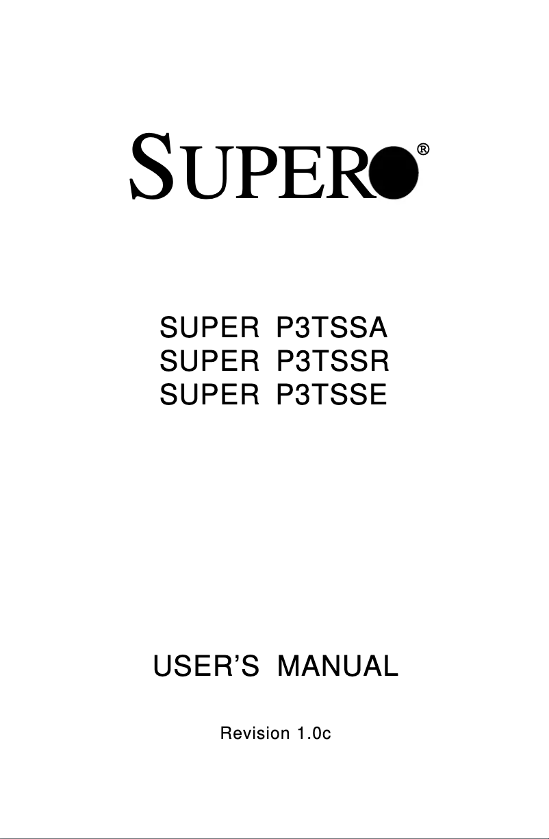 Page n°1 - Manuel utilisateur Supermicro P3TSSA