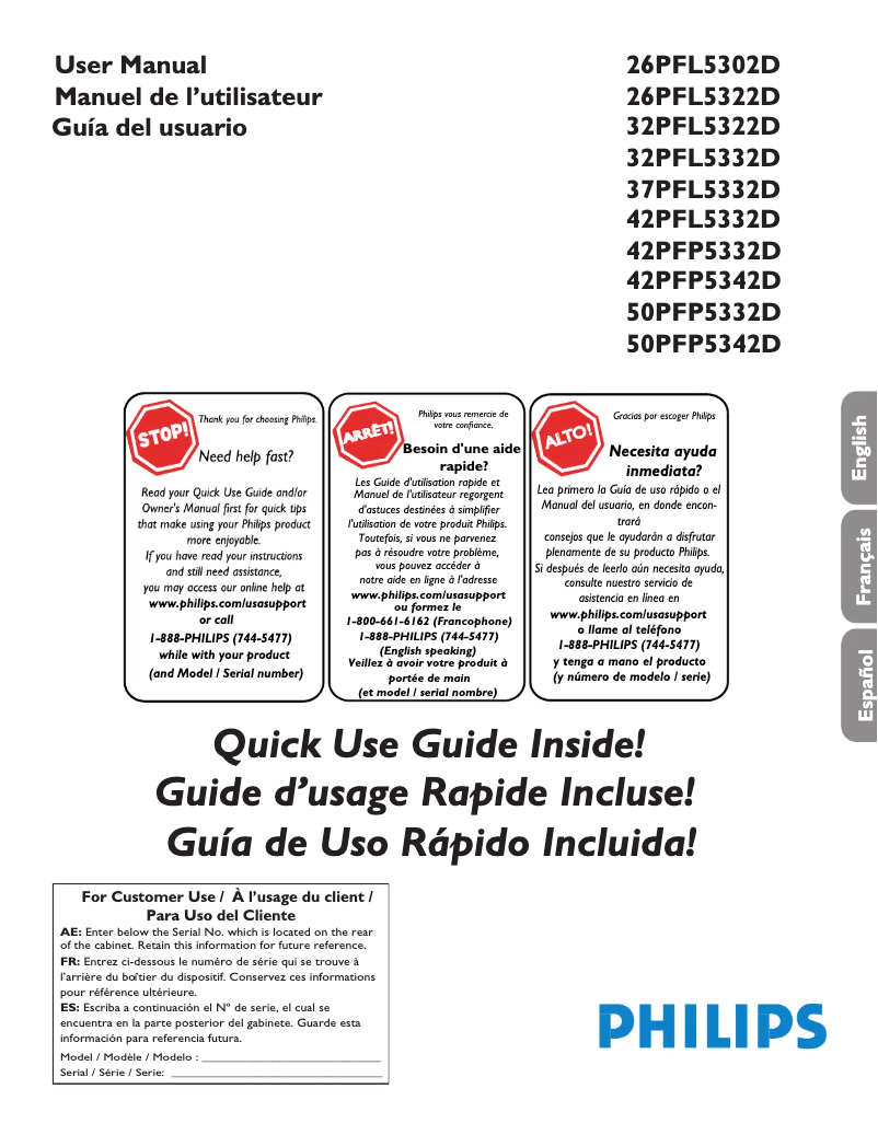Page n°1 - Manuel utilisateur Philips 26PFL5322D