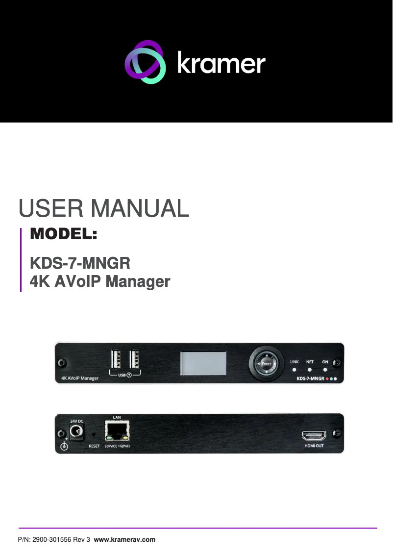 Page 1 de la notice Manuel utilisateur Kramer KDS-7-MNGR