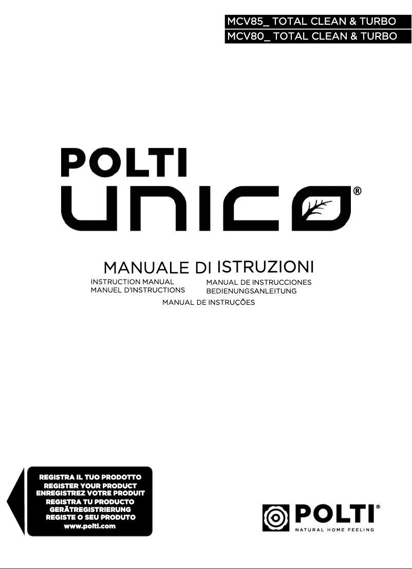 Page n°1 - Manuel utilisateur Polti Unico MCV85 Total Clean & Turbo