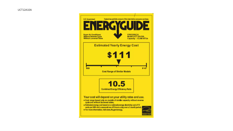 Page n°1 - Label énergétique Friedrich UCT12A10A