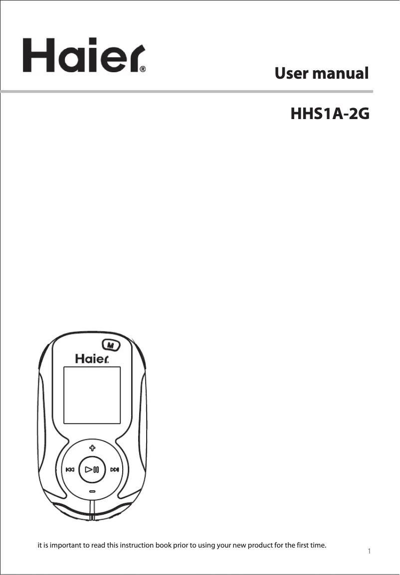 Page n°1 - Manuel utilisateur Haier HHS1A-2G