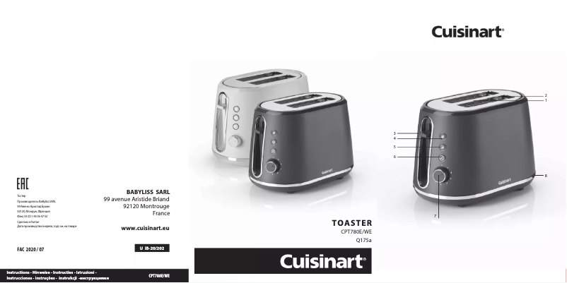 Page n°1 - Manuel utilisateur Cuisinart CPT780E