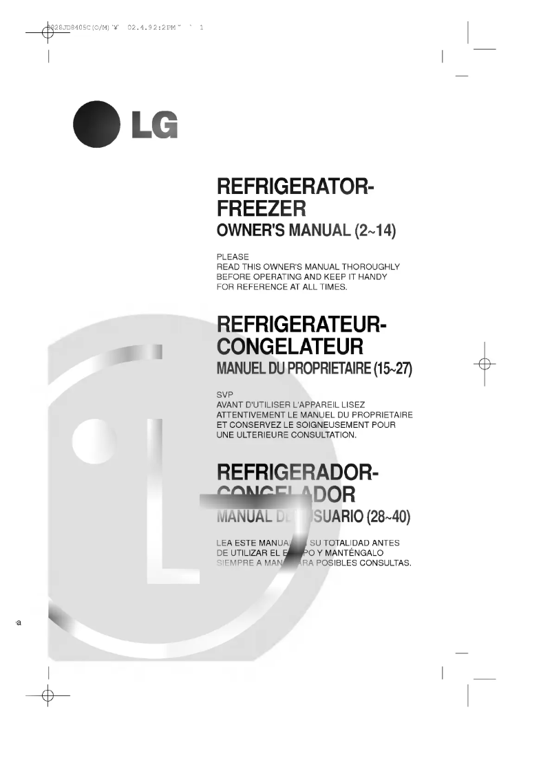 Page n°1 - Manuel utilisateur LG GR-S642ABQ