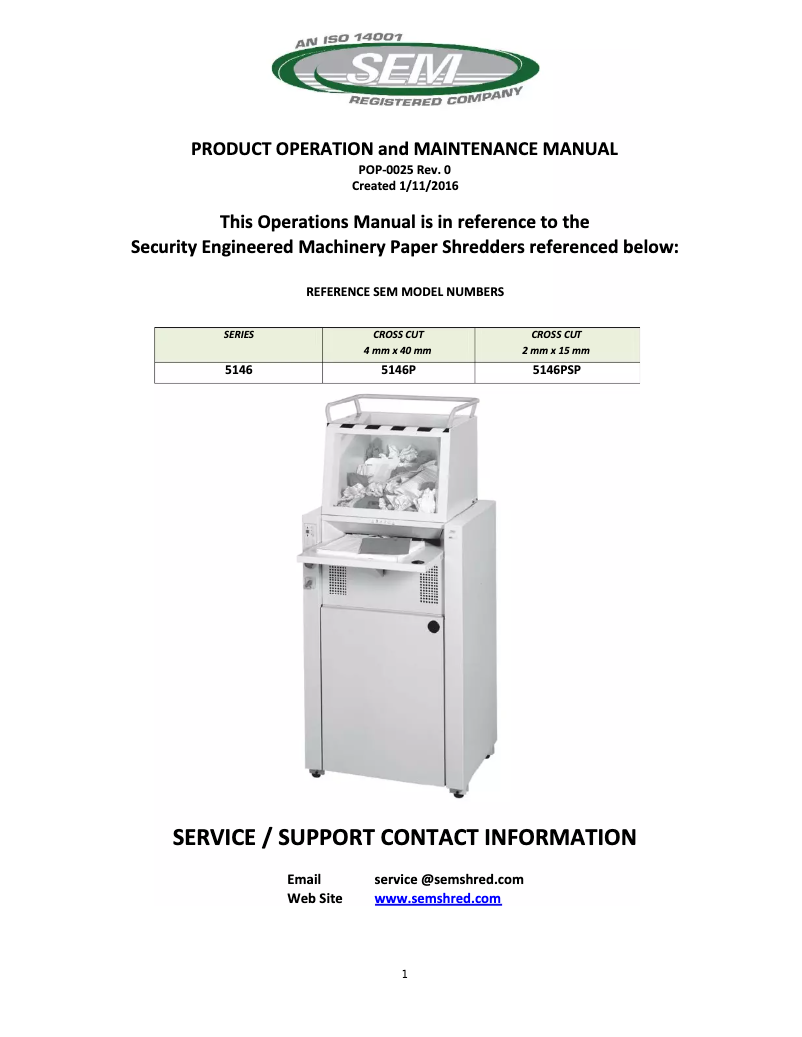 Page n°1 - Manuel utilisateur SEM 5146PSP