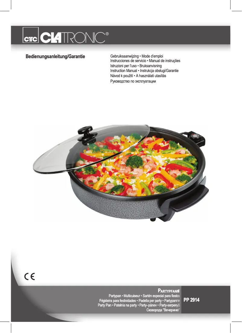 Page 1 de la notice Manuel utilisateur Clatronic PP 2914