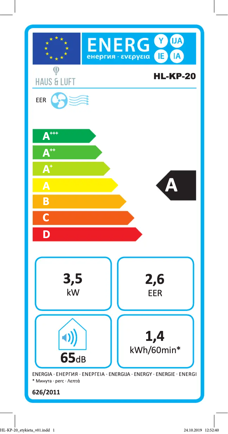 Page n°1 - Label énergétique Haus & Luft HL-KP-20