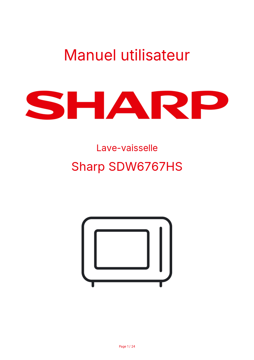Page n°1 - Manuel utilisateur Sharp SDW6767HS