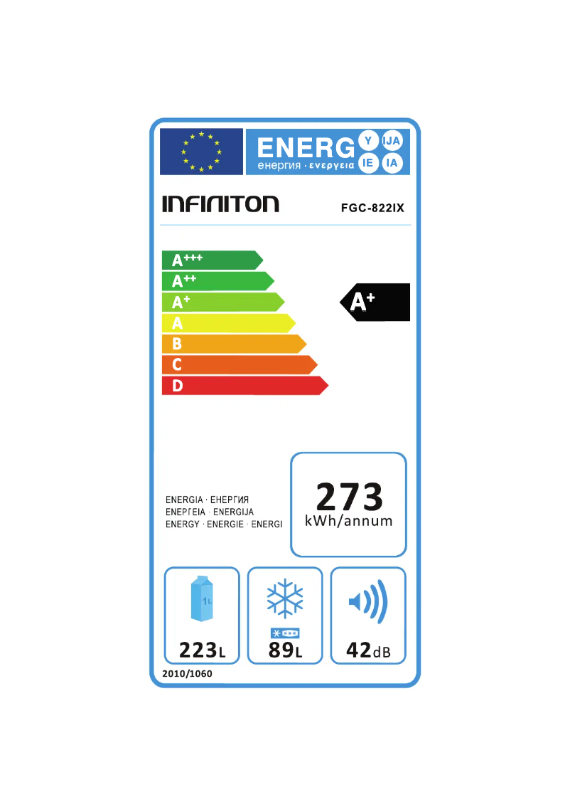 Page 1 de la notice Label énergétique Infiniton FGC-822IX