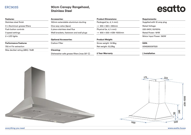 Page n°1 - Fiche technique Esatto ERC903S