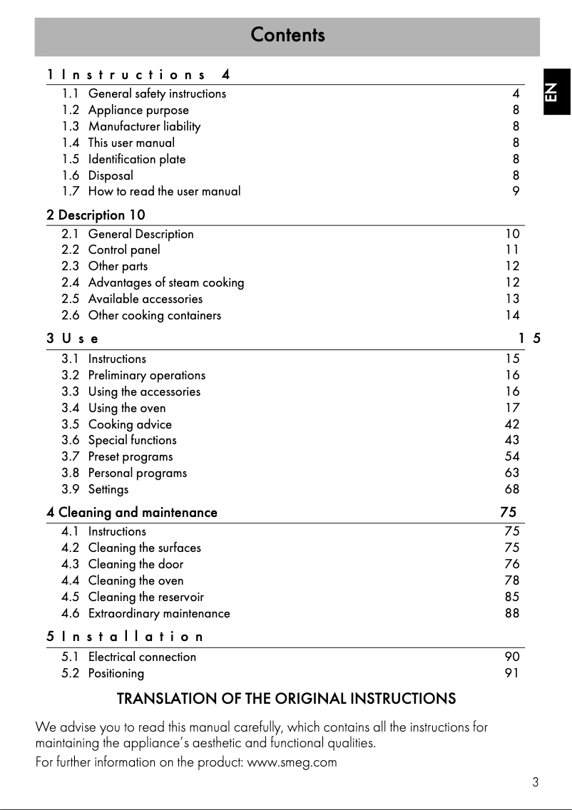 Page n°1 - Manuel utilisateur Smeg SFA4604VCNX