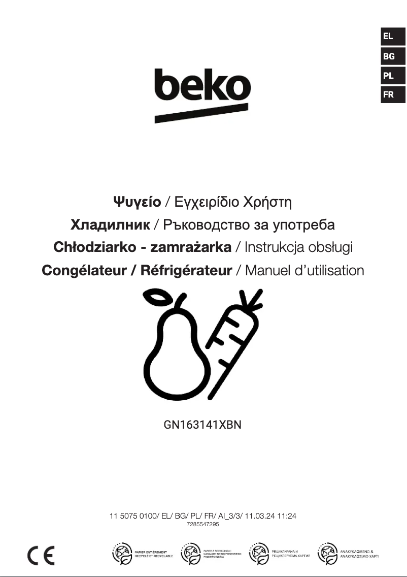 Image de la première page du manuel de l'appareil GN163141XBN