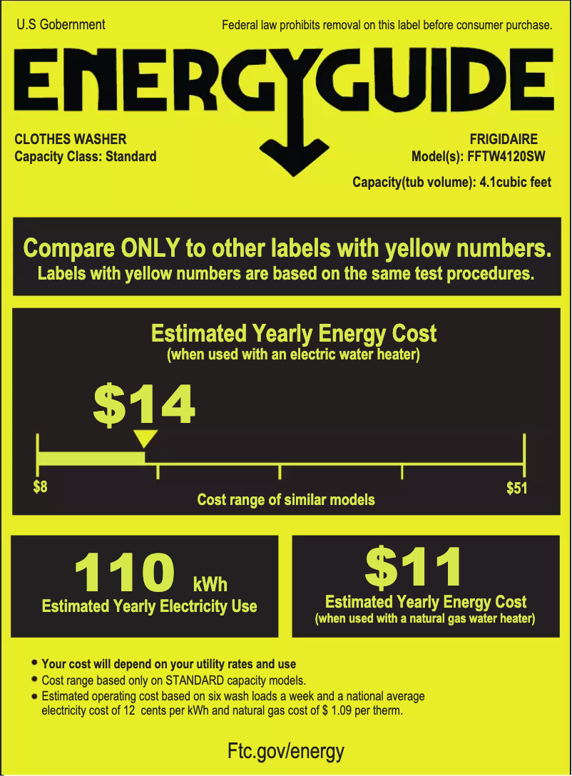 Page n°1 - Label énergétique Frigidaire FFTW4120SW