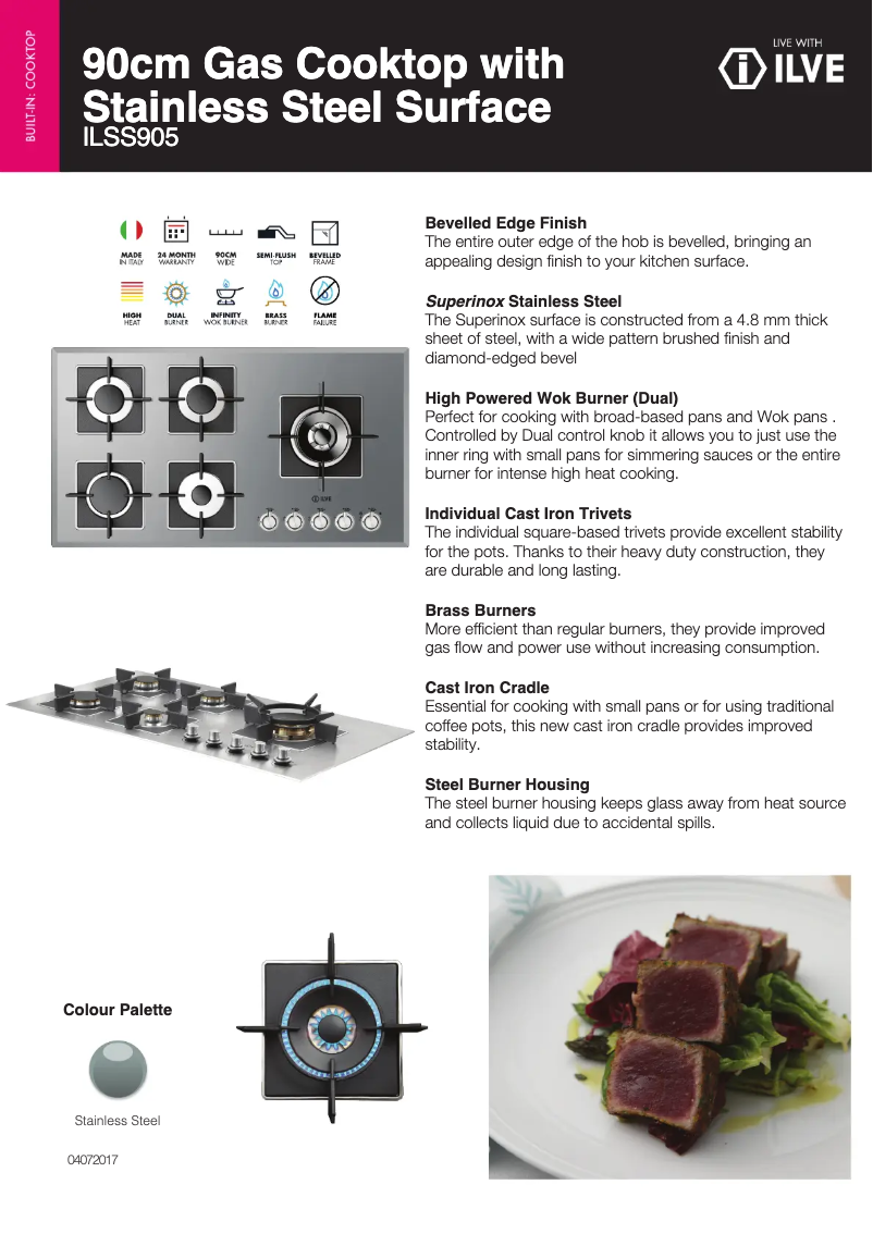 Page 1 de la notice Fiche technique Ilve ILSS905