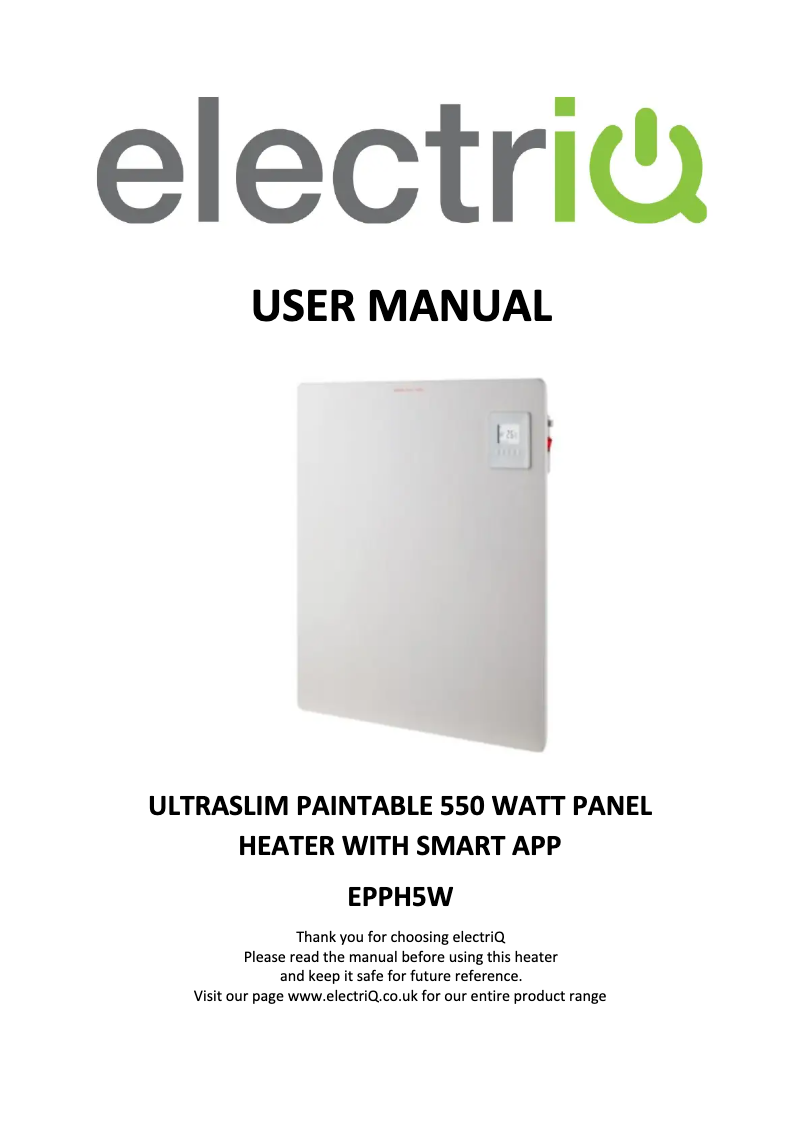 Page 1 de la notice Manuel utilisateur ElectriQ EPPH5W