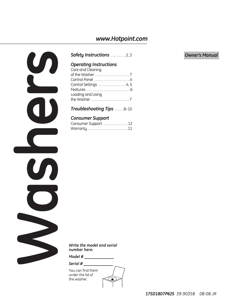 Image de la première page du manuel de l'appareil VLSR1090GWW