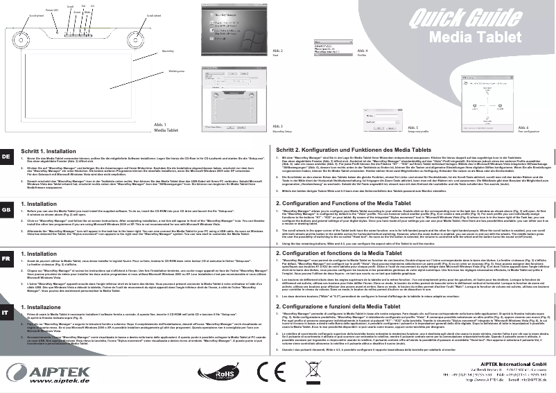 Page 1 de la notice Manuel utilisateur Aiptek MediaTablet 14000u