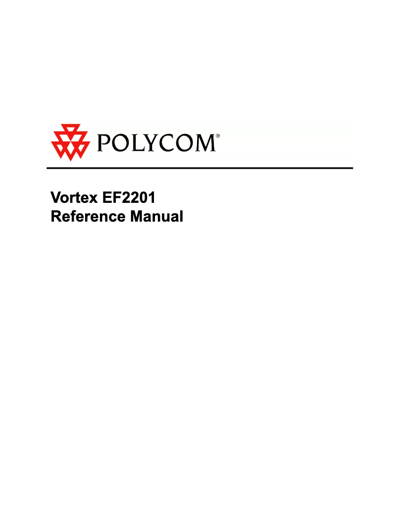 Page n°1 - Manuel utilisateur Polycom Vortex EF2201