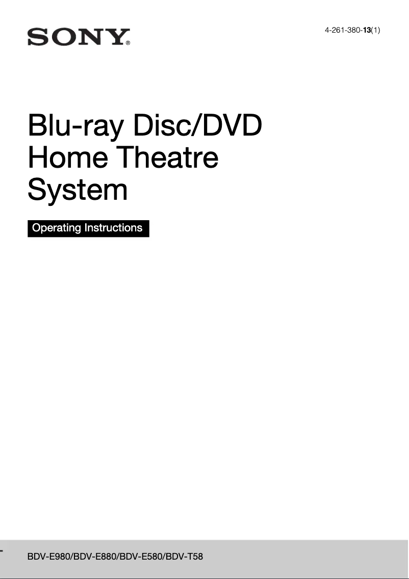 Image de la première page du manuel de l'appareil BDV-E580