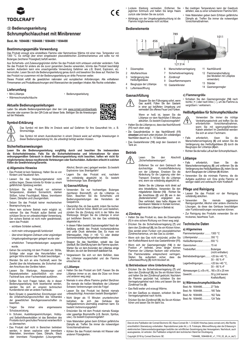 Page 1 de la notice Manuel utilisateur Toolcraft TC-HSK-27