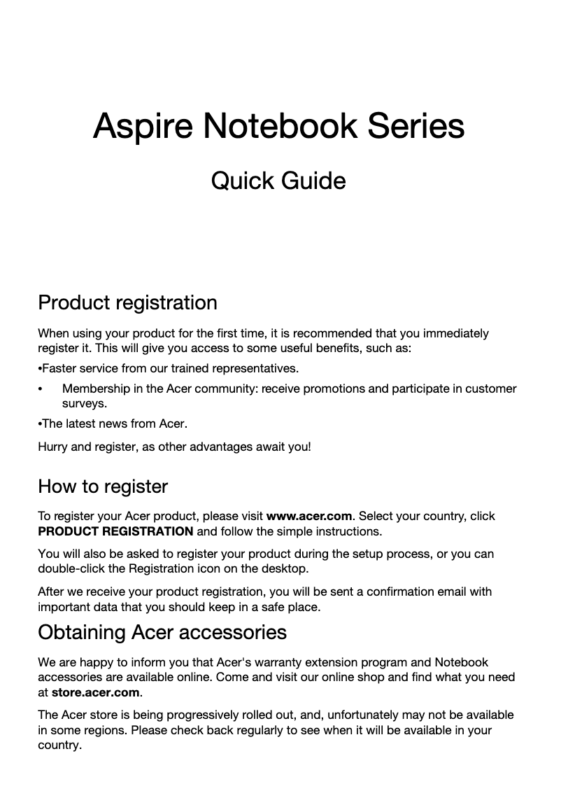 Page 1 de la notice Manuel utilisateur Acer Aspire E1