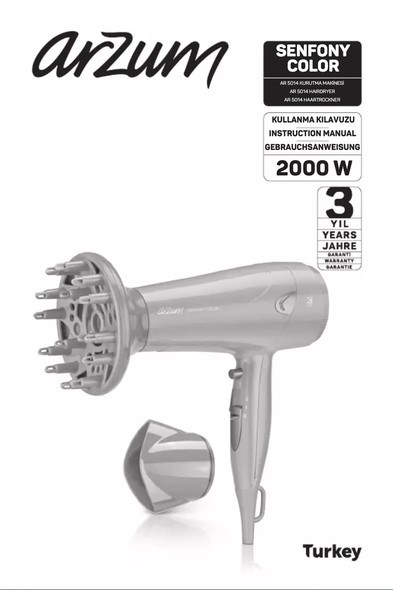 Page n°1 - Manuel utilisateur Arzum AR5014