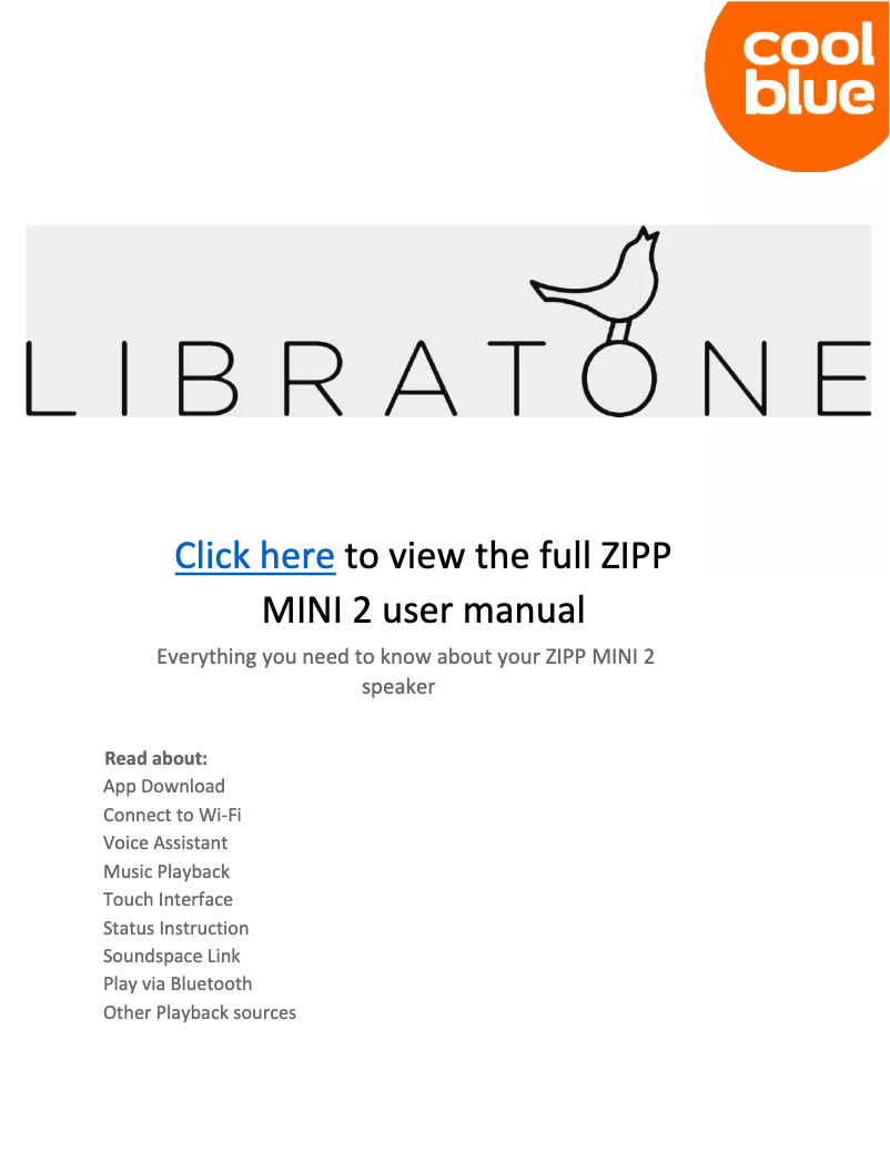 Page 1 de la notice Manuel utilisateur Libratone ZIPP MINI 2