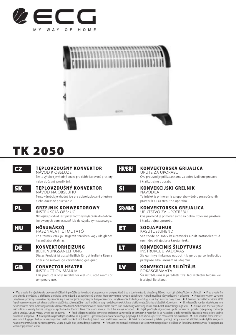 Page 1 de la notice Manuel utilisateur ECG TK 2050