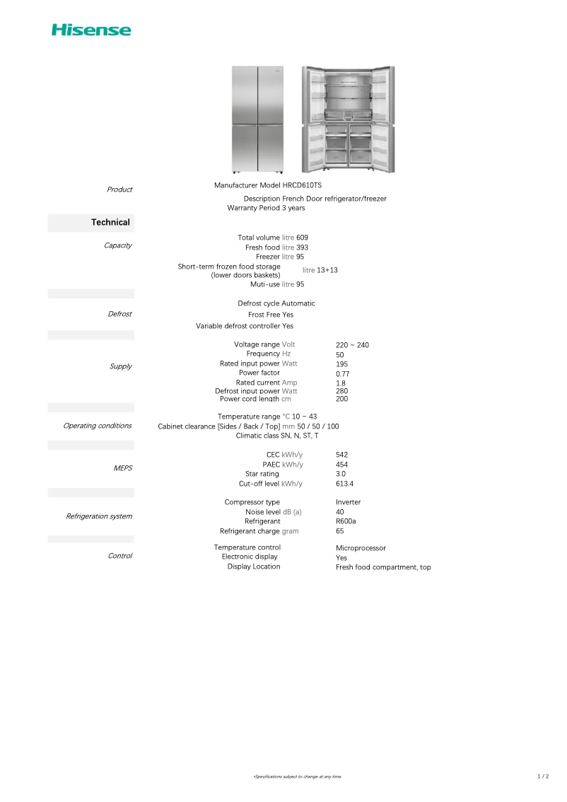 Image de la première page du manuel de l'appareil HRCD610TS