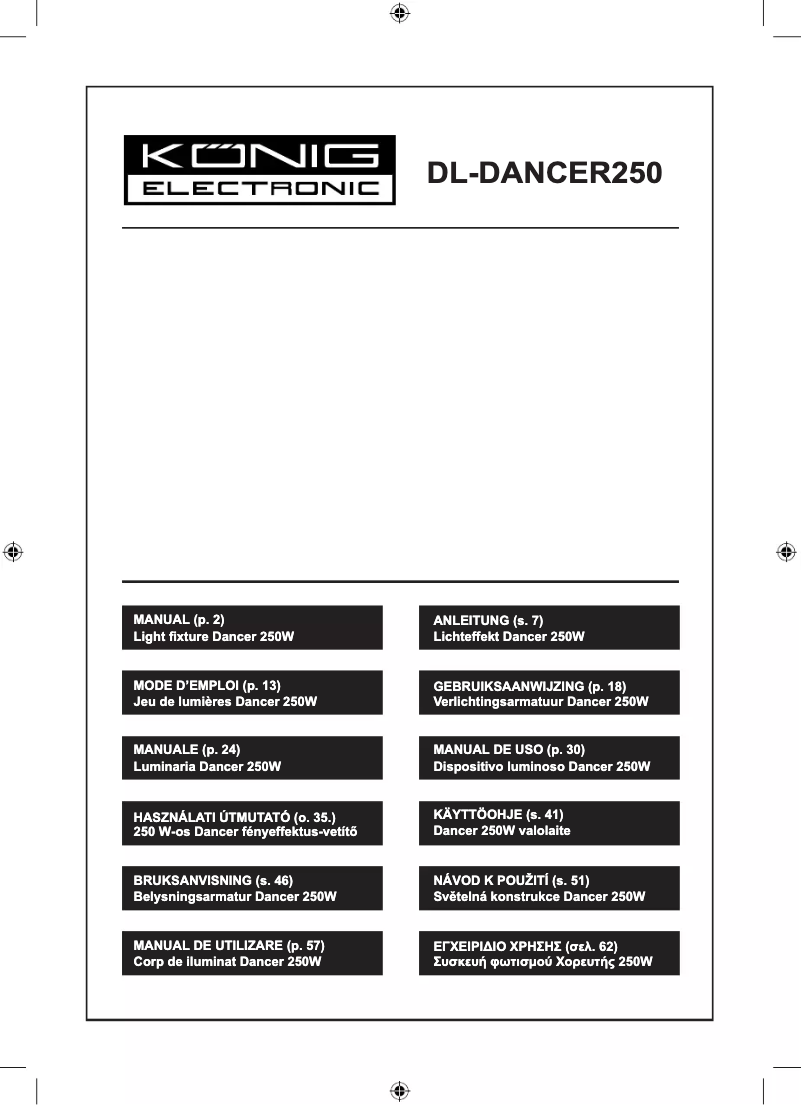 Page 1 de la notice Manuel utilisateur Konig DL-DANCER250