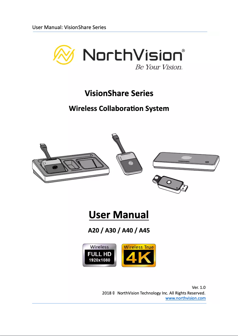 Page n°1 - Manuel utilisateur NorthVision VisionShare A30