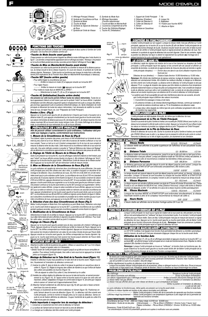 Page 1 de la notice Manuel utilisateur Cateye Cordless 2 CC-CL200N