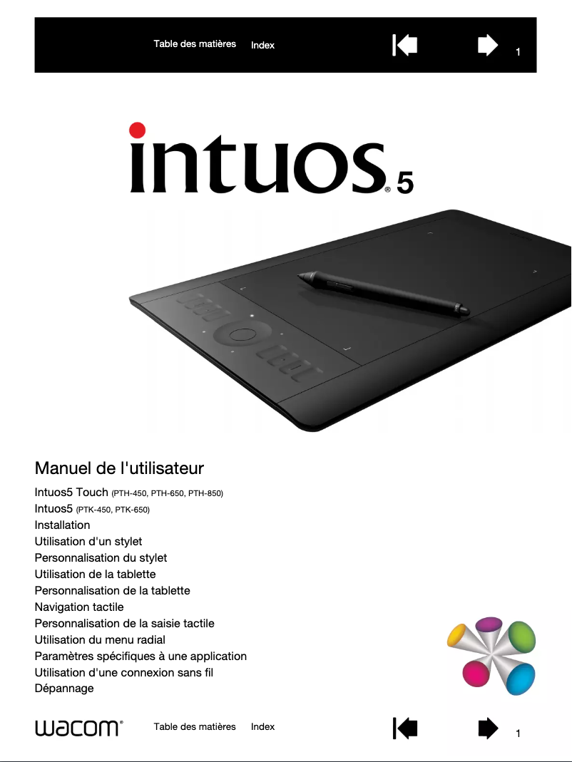 Page 1 de la notice Manuel utilisateur Wacom 5 Touch Medium