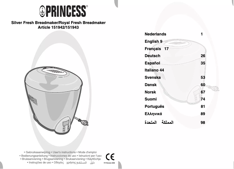 Page 1 de la notice Manuel utilisateur Princess 151943 Royal Fresh