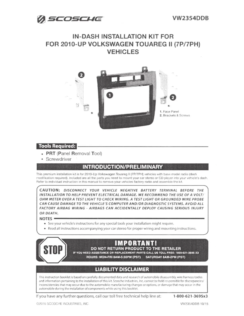 Page n°1 - Manuel utilisateur Scosche VW2354DDB