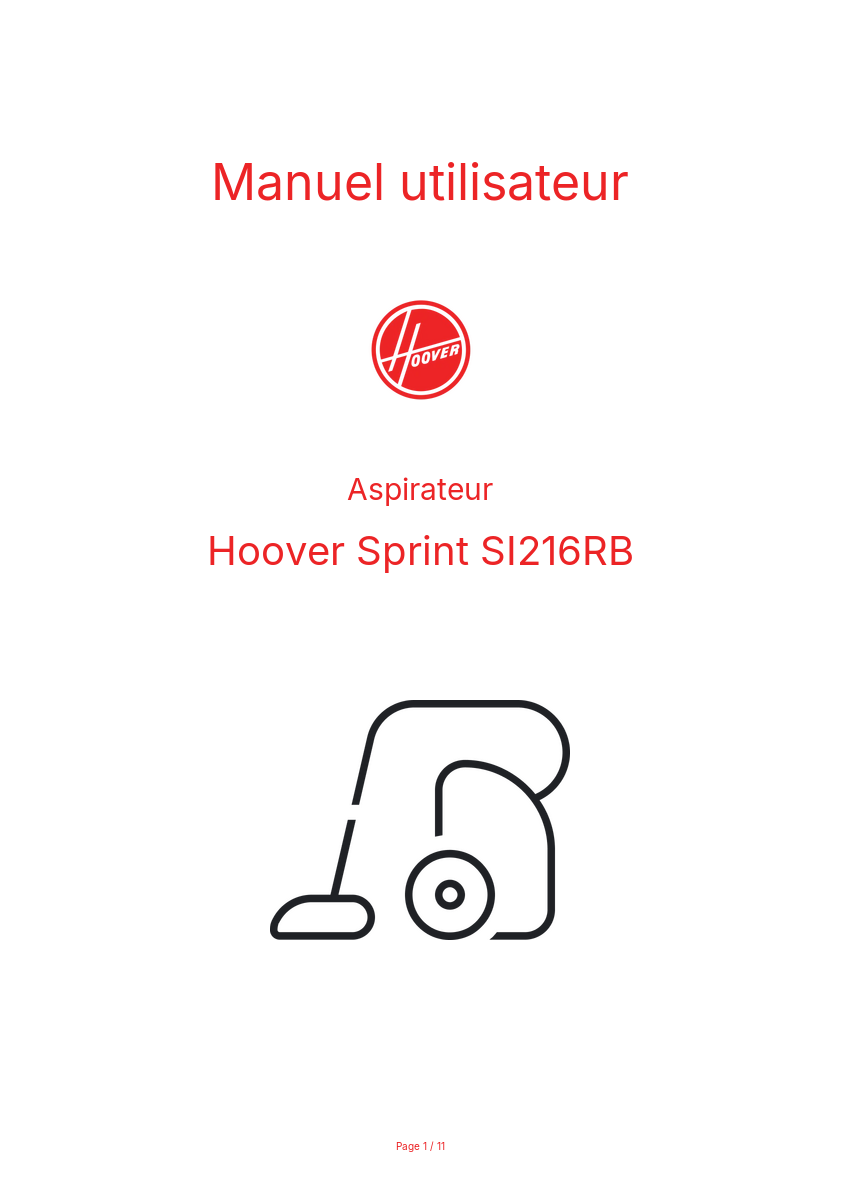 Image de la première page du manuel de l'appareil Sprint SI216RB