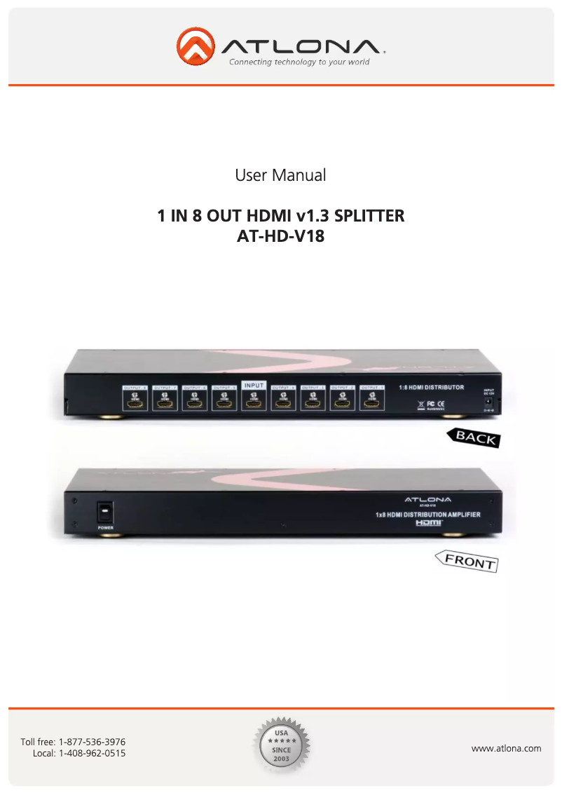Página 1 del manual Manual de usuario Atlona AT-HD-V18