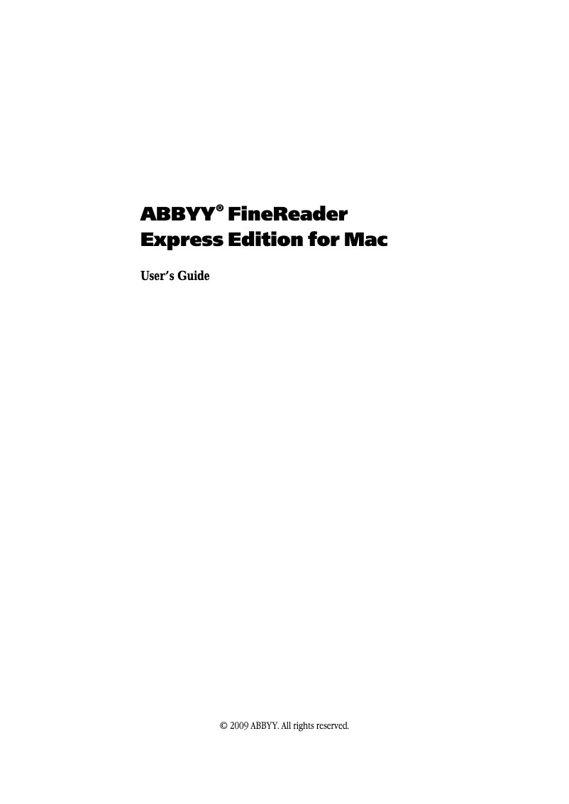 Page 1 de la notice Manuel utilisateur ABBYY FineReader Express (Mac)