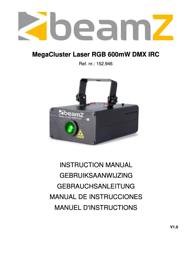 Page n°1 - Manuel utilisateur BeamZ Mega Cluster 152.946
