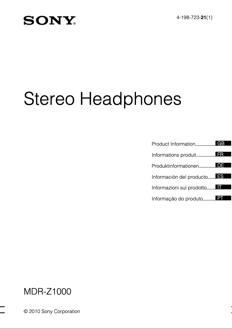 Página 1 del manual Manual de usuario Sony MDR-Z1000